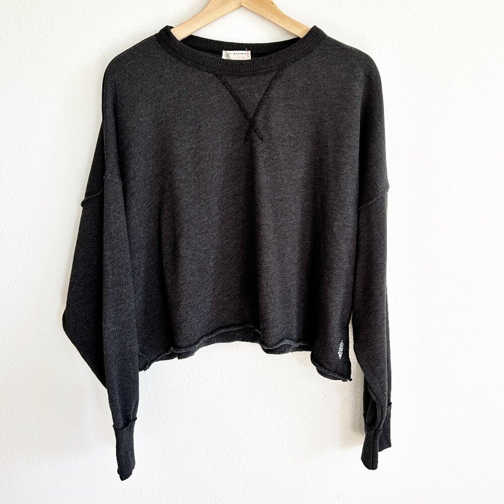 NWOT Free People Movement Sweatshirt XS Charcoal Gray Crop Boxy